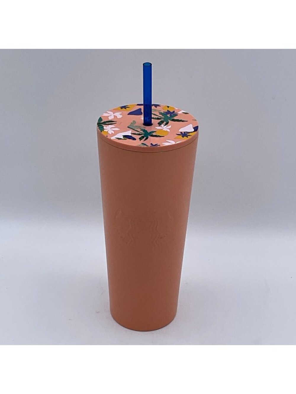 Starbucks 24 oz Pink Cold Cup Tumbler Floral Lid Blue Straw 2019